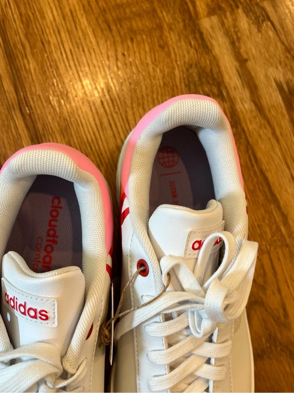 adidas Women’s White Court Sneakers collab with Farm Rio Pink Floral Heel size 7 - Picture 7 of 16